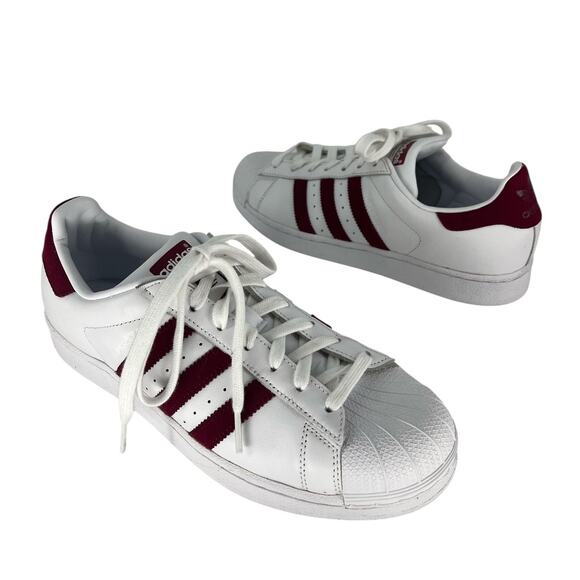 Adidas Superstar Cloud White Maroon EF9240 Sneakers Mens Size 9, Womens 10 - Picture 1 of 8